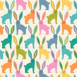 Happy, colorful bunnies