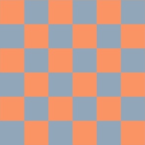 Large scale checkerboard in orange and slate gray