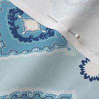 Arabetto Nuovo Damask in Light Blue-Gray and White w/ Medallion (6 inch)
