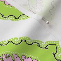 Arabetto Nuovo Damask in Pink and Green (9 inch)