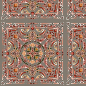 Colorful Moroccan Tile on Gray 