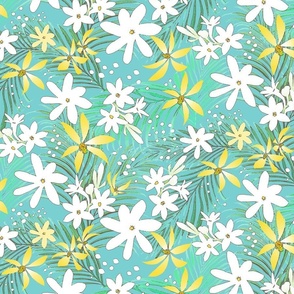 Tropical Perfume Sketch Taupe on Turquoise 300