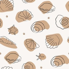 (M Scale) Boho Sea Shells 2 Tan on Off White