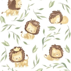 Cute Lions – Lion Nursery Fabric (half-scale) // King of the Jungle