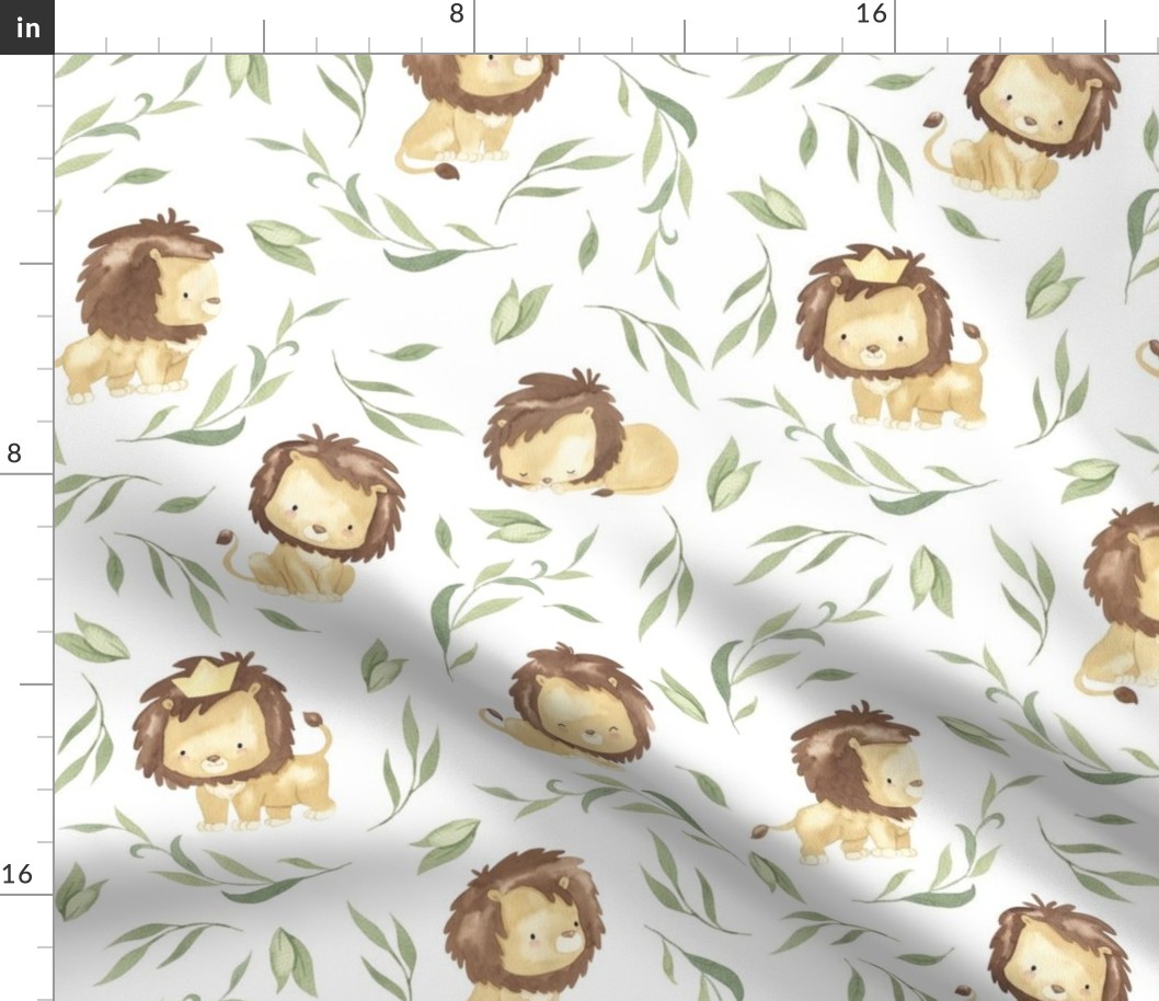 Cute Lions – Lion Nursery Fabric (half-scale) // King of the Jungle