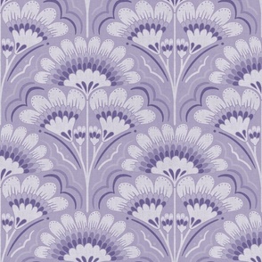 Fanfare Art Deco Floral - Light Purple - large (12 inch W)