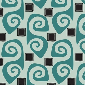 Art Deco S Blocks Mint and Teal