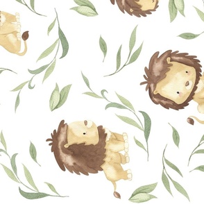 XL Cute Lions – Lion Nursery Fabric // King of the Jungle rotated