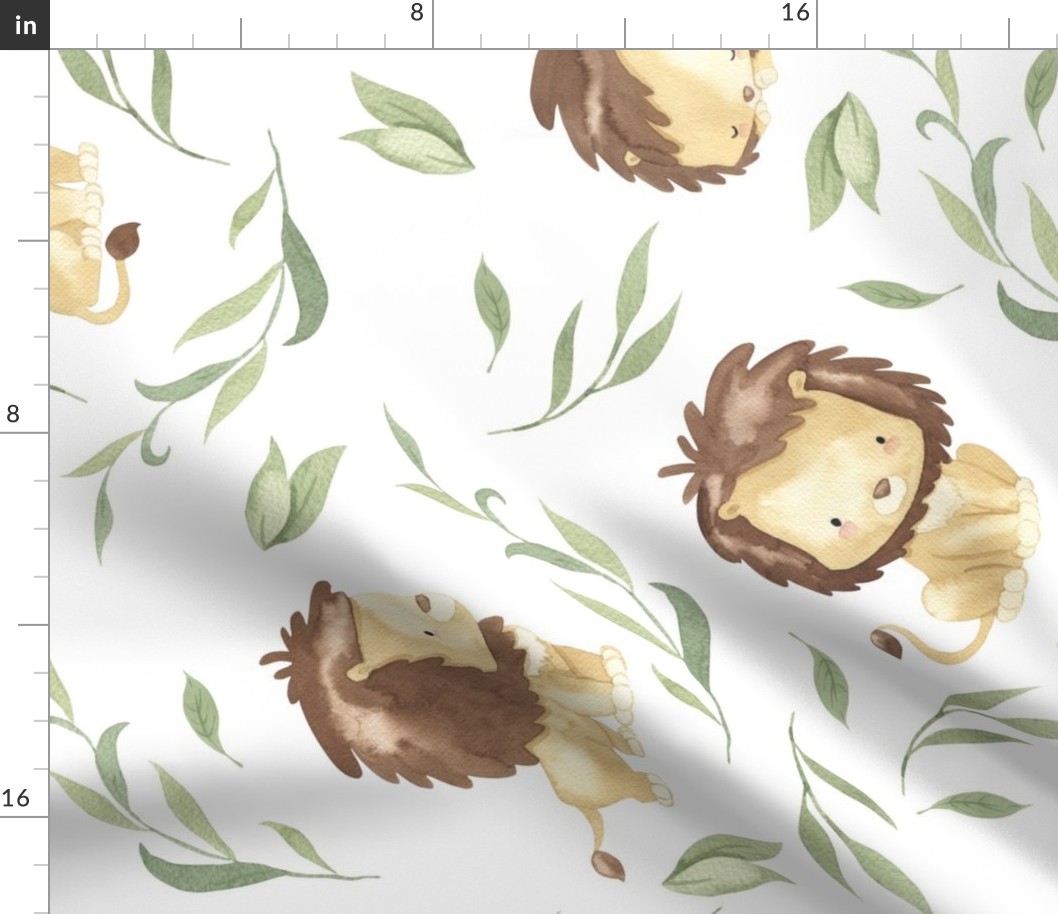 XL Cute Lions – Lion Nursery Fabric // King of the Jungle rotated