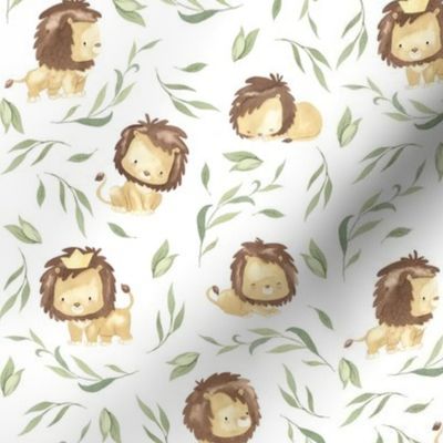 Cute Lions – Lion Nursery Fabric (small scale) // King of the Jungle