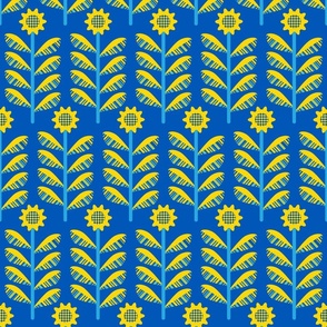Sunflowers and Support for Ukraine - Mid-Century Modern Floral in Blue and Yellow - MEDIUM Scale - UnBlink Studio by Jackie Tahara