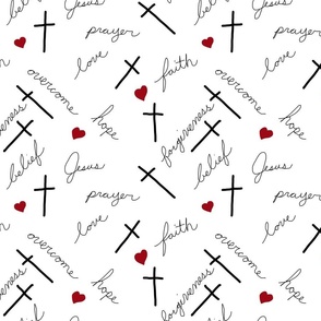 Jesus Pattern with red hearts