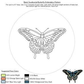 Black Swallowtail Butterfly Embroidery Pattern