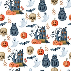 Halloween Cats and Ghosts