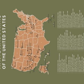 National Parks Map Wall Hanging: Olive & Salmon