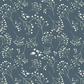 Baby's Breath Floral Dusty Navy Blue