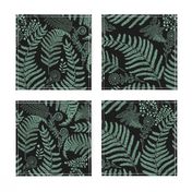 Hapuu Fiddle Fern bluegreen on black