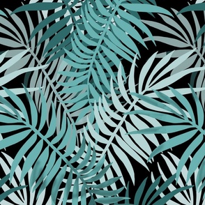 medium-Niu Palm Fronds-sea green on black