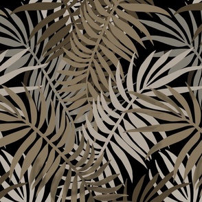 medium-Niu Palm Fronds-tan on black