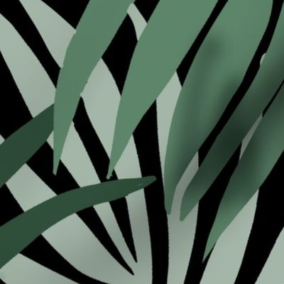 medium-Niu Palm Fronds-green on black