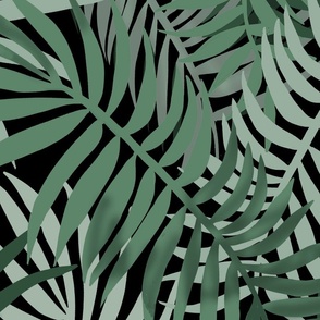 medium-Niu Palm Fronds-green on black