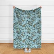 Chinoiserie Regency Pale Blue Peacock Chintz large