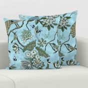 Chinoiserie Regency Pale Blue Peacock Chintz large