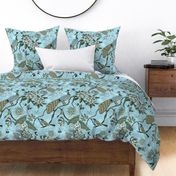Chinoiserie Regency Pale Blue Peacock Chintz large