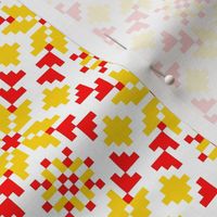 Weaving a Fiery Flower - Star Alatyr - Ethno Slavic Ancient Symbol Folk Geometric Pattern - Ukrainian Traditional Obereg Ornament - Golden Yellow Scarlet Red - Middle