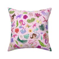 tropical mermaid pink linen