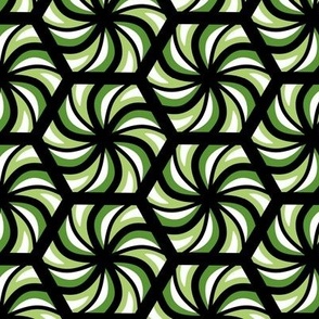 Green and White Hexagon Abstract Geometric Pattern