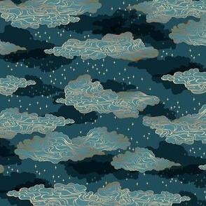 Clouds and Stars {Blue/Gold} small