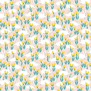 white rabbits  on a pink background        