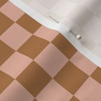 Vintage checkered boho design geometric gingham block print plaid design pink peach white spring easter palette caramel blush pink