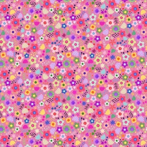 Modern bold Psychedelic flowers Pink Small