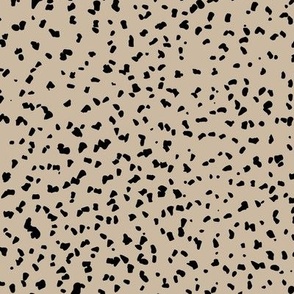 Gritty spots and speckles sweet boho style minimalist animal print texture  baby nursery print neutral black on cookie dough latte beige