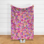 Modern bold Psychedelic flowers Pink Jumbo Large