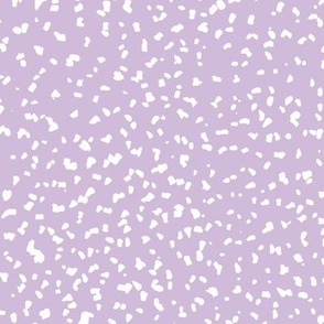 Gritty spots and speckles sweet boho style minimalist animal print texture  baby nursery print white on lilac purple spring