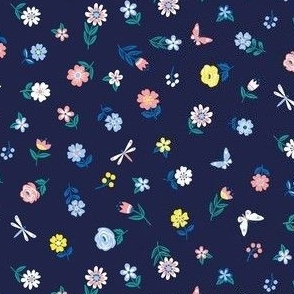 Candy flowers on navy