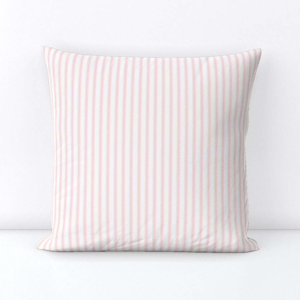 Ticking Stripe: Light Pink & White, Pink Pillow Ticking