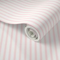 Ticking Stripe: Light Pink & White, Pink Pillow Ticking