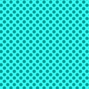 Polka dots dark aqua on bright