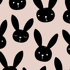 Spring lovers bunny friends sweet easter garden animals in scandinavian style black on nude beige neutral LARGE