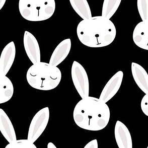 Spring lovers bunny friends sweet easter garden animals in scandinavian style black and white monochrome LARGE