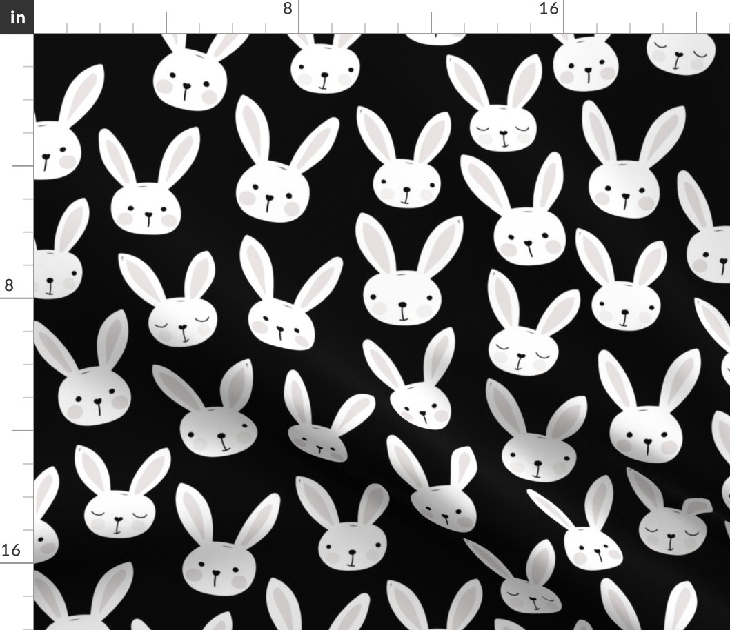 Spring lovers bunny friends sweet easter garden animals in scandinavian style black and white monochrome LARGE