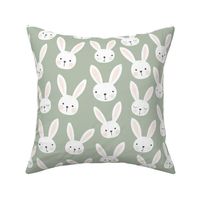 Spring lovers bunny friends sweet easter garden animals in scandinavian style white on sage green mist  LARGE