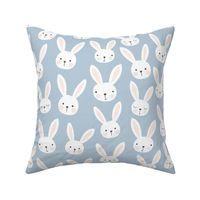 Spring lovers bunny friends sweet easter garden animals in moody baby blue white LARGE