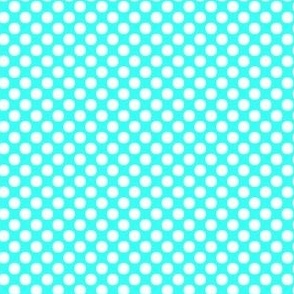 Polka dots white on bright turquoise