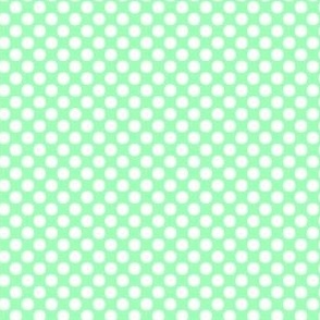 Polka dots white on mint