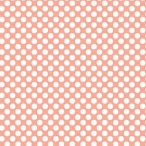 Polka dots white on peach